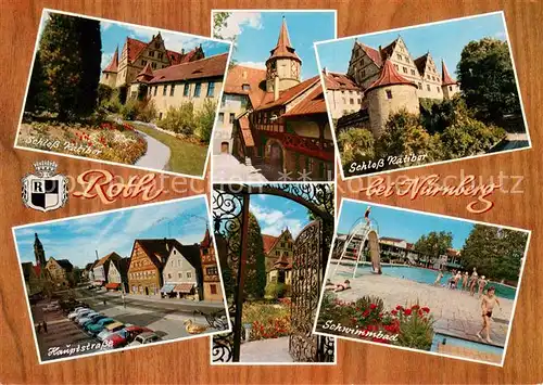 AK / Ansichtskarte Roth_Nuernberg Schloss Ratibor Altstadt Hauptstrasse Gusseisernes Tor Schwimmbad Roth Nuernberg