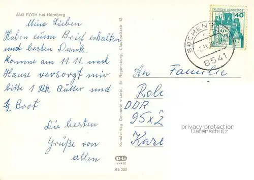 AK / Ansichtskarte Roth_Nuernberg Schloss Ratibor Altstadt Hauptstrasse Gusseisernes Tor Schwimmbad Roth Nuernberg