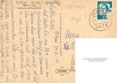 AK / Ansichtskarte Rehau_Oberfranken Rosenufer am Perlenbach Rehau Oberfranken