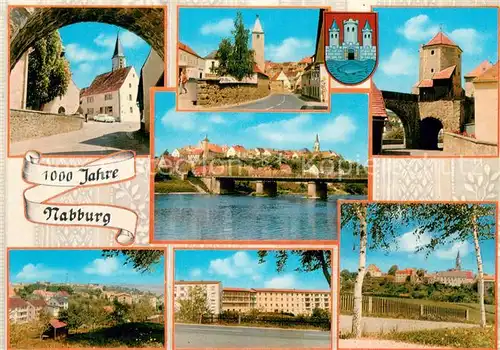 AK / Ansichtskarte Nabburg Ortsansichten Kirche Stadtmauer Turm Naab Bruecke Nabburg