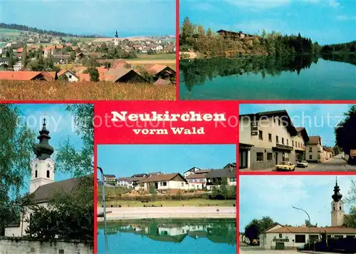 AK / Ansichtskarte Neukirchen_Wald Stadtpanorama Kirche Partie am Wasser Hauptstrasse Neukirchen Wald