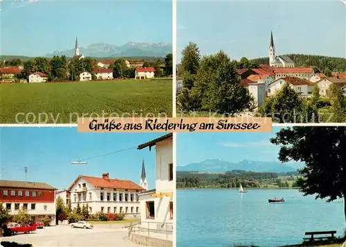AK / Ansichtskarte Riedering_Rosenheim Ortsansicht mit Kirche Partie am Simssee Riedering Rosenheim