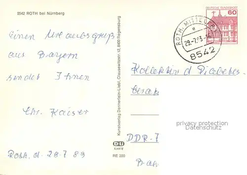 AK / Ansichtskarte Roth_Nuernberg Schloss Ratibor Hauptstrasse Altstadt Schwimmbad Roth Nuernberg