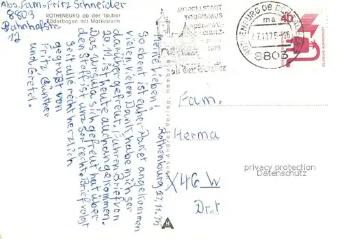 AK / Ansichtskarte Rothenburg_Tauber Roederbogen mit Markusturm Rothenburg Tauber