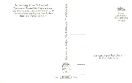 AK / Ansichtskarte Mainberg Terrassen Gaststaette Hagenmeyer Mainberg