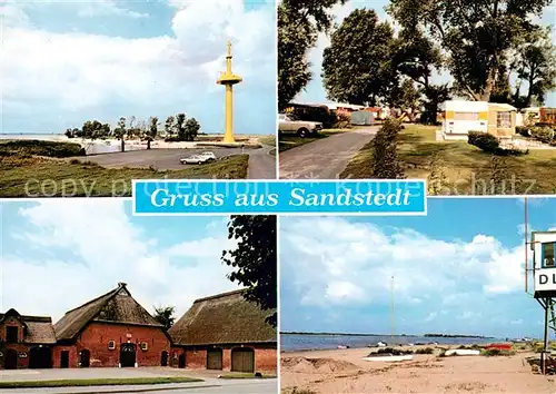 AK / Ansichtskarte Sandstedt Leuchtturm Campingplatz Bauernhof Strand Sandstedt