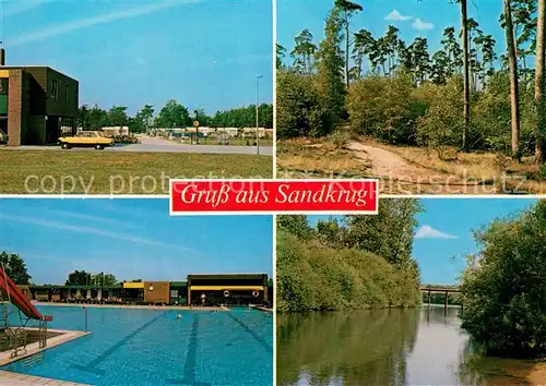 AK / Ansichtskarte Sandkrug_Oldenburg Wildeshauser Geest Schwimmbad Waldpartie Sandkrug Oldenburg
