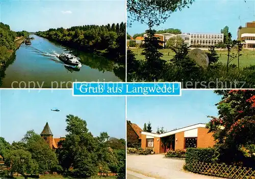AK / Ansichtskarte Langwedel_Verden Kanal Schule Kirche Bungalow Langwedel Verden