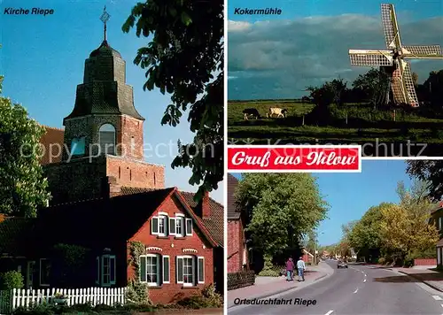 AK / Ansichtskarte Ihlow_Ostfriesland Kirche Riepe Kokermuehle Ortsdurchfahrt Ihlow_Ostfriesland