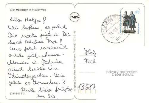 AK / Ansichtskarte Merzalben Panorama Pfaelzer Wald Vereins Haus Burgruine Graefenstein Merzalben