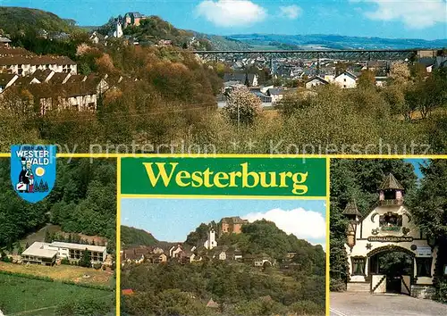 AK / Ansichtskarte Westerburg_Westerwald Panorama Fliegeraufnahme Schloss Tier und Maerchenpark Eingang Westerburg_Westerwald