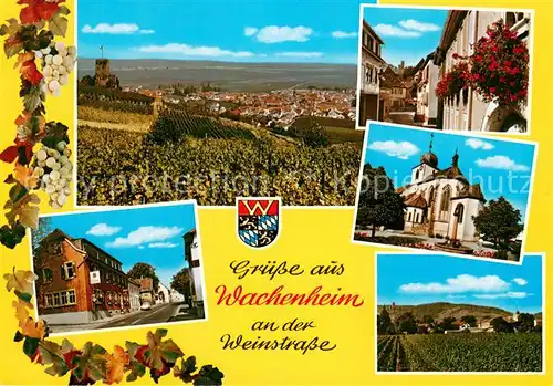 AK / Ansichtskarte Wachenheim_Weinstrasse Panorama Ortspartien Kirche Wachenheim_Weinstrasse