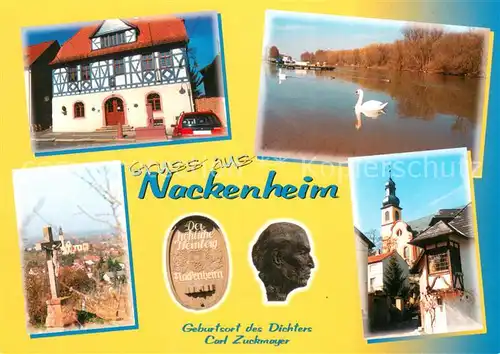 AK / Ansichtskarte Nackenheim Rathaus Schwanenteich Kreuz Kirche Nackenheim