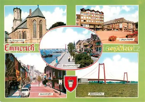AK / Ansichtskarte Emmerich_Rhein St Aldegundis Alter Markt Steinstrasse Rheinbruecke Emmerich Rhein