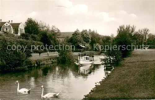 AK / Ansichtskarte Bad_Kissingen Partie an der Saale Schwaene Fahrgastschiff Bad_Kissingen