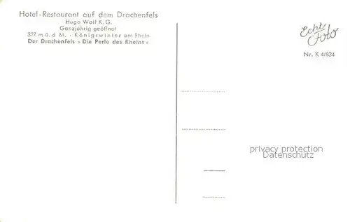 AK / Ansichtskarte Rhoendorf Wohnhaus des Bundeskanzlers Dr. Adenauer mit Drachenfels Rhoendorf