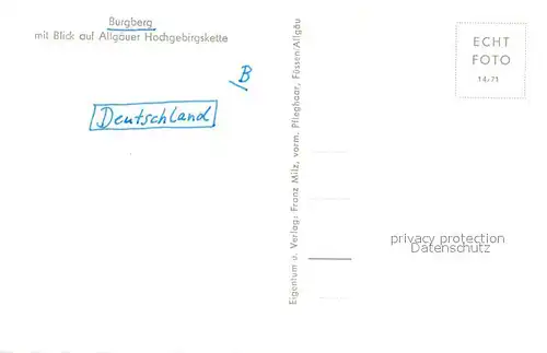 AK / Ansichtskarte Burgberg_Allgaeu Panorama Blick auf die Allgaeuer Hochgebirgskette Burgberg Allgaeu