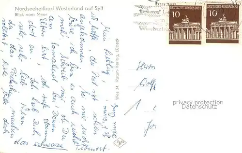 AK / Ansichtskarte Westerland_Sylt Nordseeheilbad Ansicht vom Meer aus Westerland_Sylt