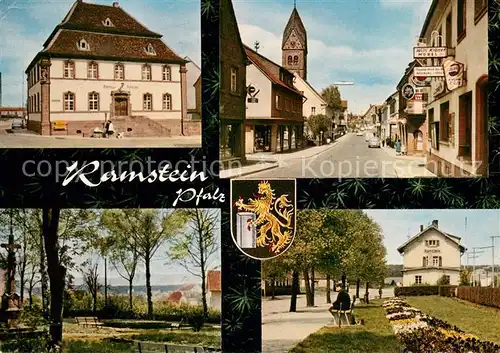AK / Ansichtskarte Ramstein_Burg Rathaus Strassenpartie Park  