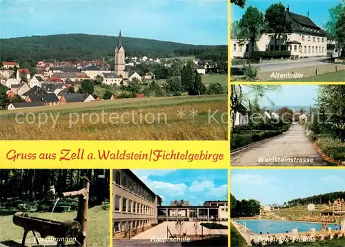 AK / Ansichtskarte Zell_Fichtelgebirge Panorama Altenheim Waldsteinstrasse Forstbrunnen Hauptschule Freibad Zell Fichtelgebirge