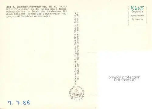 AK / Ansichtskarte Zell_Fichtelgebirge Waldsteingipfel Panorama Saalequelle Freibad Zell Fichtelgebirge