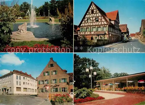 AK / Ansichtskarte Zirndorf_Mittelfranken Park Fontaene Fachwerkhaus Am Presleinshaus Zirndorf Mittelfranken