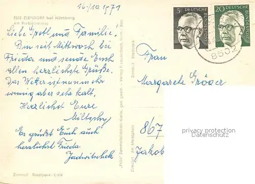 AK / Ansichtskarte Zirndorf_Mittelfranken Park Fontaene Fachwerkhaus Am Presleinshaus Zirndorf Mittelfranken