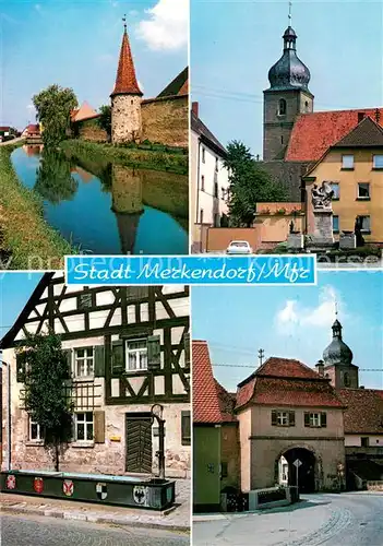 AK / Ansichtskarte Merkendorf_Mittelfranken Burg Kirche Fachwerkhaus Stadttor Merkendorf Mittelfranken