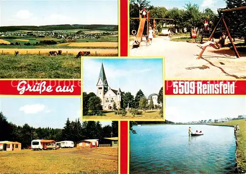 AK / Ansichtskarte Reinsfeld_Hunsrueck Panorama Kinderspielplatz Campingplatz Badesee Reinsfeld Hunsrueck