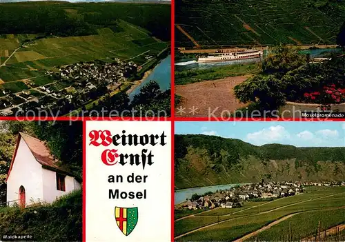 AK / Ansichtskarte Ernst_Cochem Fliegeraufnahme Moselpromenade Waldkapelle Moselpartie Ernst_Cochem