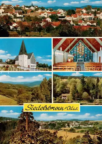 AK / Ansichtskarte Siedelsbrunn Ortsansicht Kirche Inneres Landschaft Panorama Siedelsbrunn