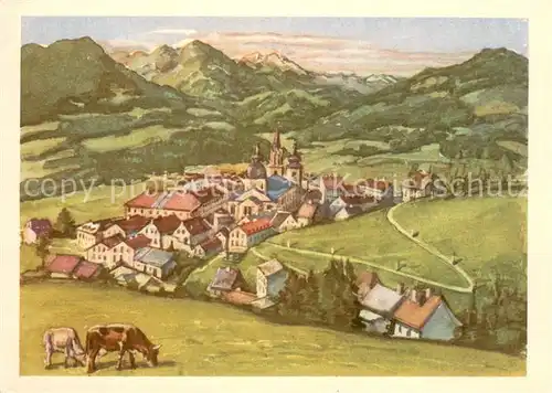 AK / Ansichtskarte Mariazell_Eschbronn mit dem Kalvarienberg Aquarell Mariazell Eschbronn
