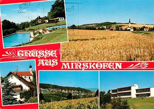 AK / Ansichtskarte Mirskofen Schwimmbad Panorama Kirche Schule Mirskofen