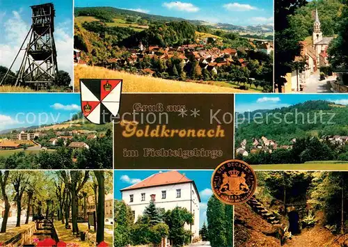 AK / Ansichtskarte Goldkronach Aussichtsturm Panorama Kirche Allee Schloss Waldpartien Goldkronach
