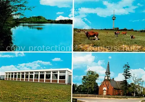 AK / Ansichtskarte Hennstedt_Itzehoe Seepanorama Viehweide Schule Kirche Hennstedt_Itzehoe