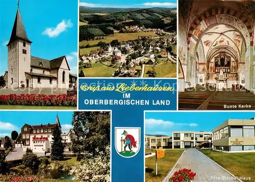AK / Ansichtskarte Lieberhausen Bunte Kerke Inneres Fliegeraufnahme Kaete Strobel Haus Lieberhausen