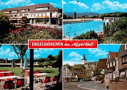 AK / Ansichtskarte Engelskirchen Geschaeftshaus Schwimmbad Terrasse Strassenpartie Engelskirchen