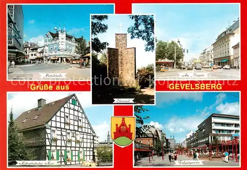 AK / Ansichtskarte Gevelsberg Mittelstrasse Am Nirgena Huelsenbecksches Haus Fussgaengerzone Gevelsberg