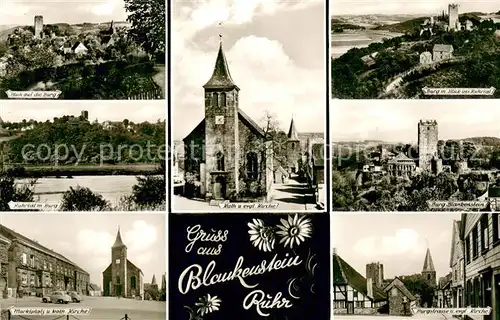 AK / Ansichtskarte Blankenstein_Ruhr Panorama Ruhrtal mi Blick zur Burg Marktplatz Kirche Blankenstein_Ruhr