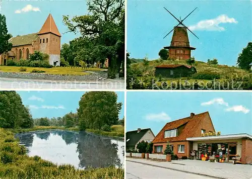 Hittbergen Kirche Muehle Edeka Ladengeschaeft Landschaft Teich Hittbergen
