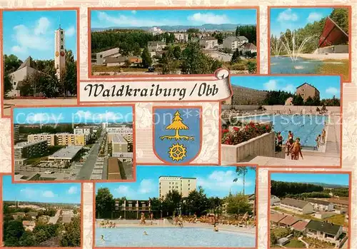 Waldkraiburg Stadtpanorama Kirche Freibad Waldkraiburg