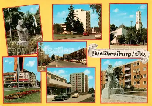 Waldkraiburg Wohnsiedlung Hochhaeuser Kirche Denkmal Waldkraiburg