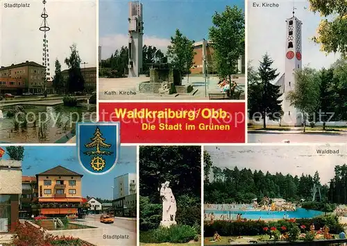 Waldkraiburg Stadtplatz Kirche Denkmal Waldbad Freibad Waldkraiburg