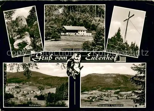 Wolfertsried Pension Tagescafe Eulenhof Aussichtsturm Hirschenstein Gipfelkreuz Klosterstein Achslach Ferienort Lindenau Wolfertsried