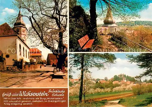 Wichsenstein Ortsansicht mit Kirche Landschaftspanorama Fraenkische Schweiz Wichsenstein