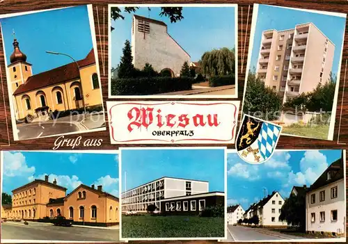 Wiesau Teilansichten Wohnsiedlung Hochhaus Kirche Wiesau