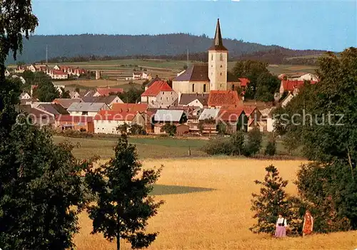 Kulmain Ortsansicht mit Kirche Fichtelgebirge Kulmain