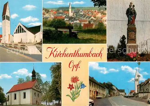 Kirchenthumbach Ortsansicht mit Kirche Denkmal Heiligenfigur Hauptstrasse Kirchenthumbach