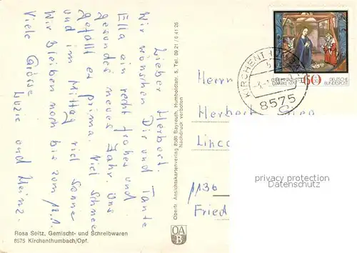 Kirchenthumbach Ortsansicht mit Kirche Denkmal Heiligenfigur Hauptstrasse Kirchenthumbach