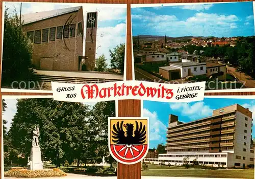 AK / Ansichtskarte Marktredwitz Kirche Panorama Park Denkmal Wohnblock Marktredwitz